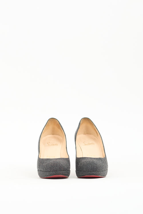 Christian Louboutin Grey Felt Prorata 90 Pump