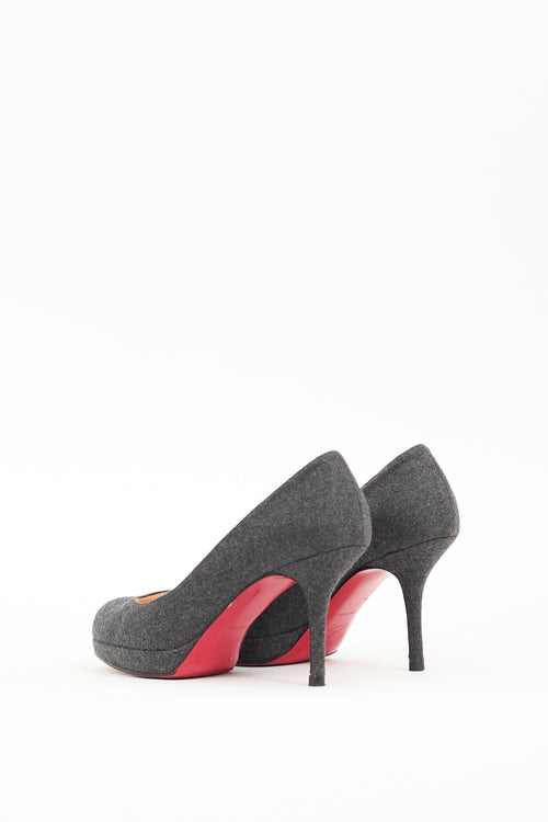 Christian Louboutin Grey Felt Prorata 90 Pump