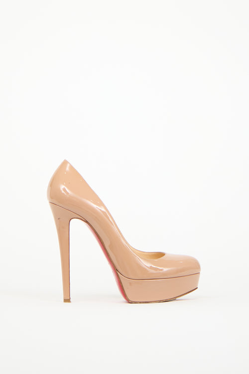 Christian Louboutin Beige Patent Bianca Platform Pump