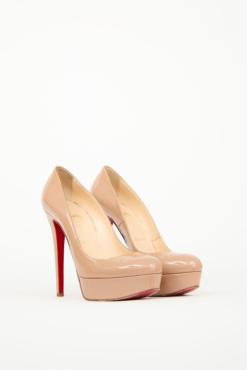 Christian Louboutin Beige Patent Bianca Platform Pump