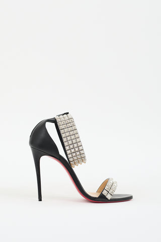 Black 
Silver Leather Priyadora Studded Sandal