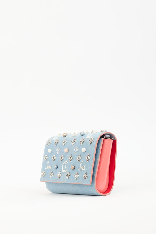 Christian Louboutin Light Wash Denim Paloma Studded Bag