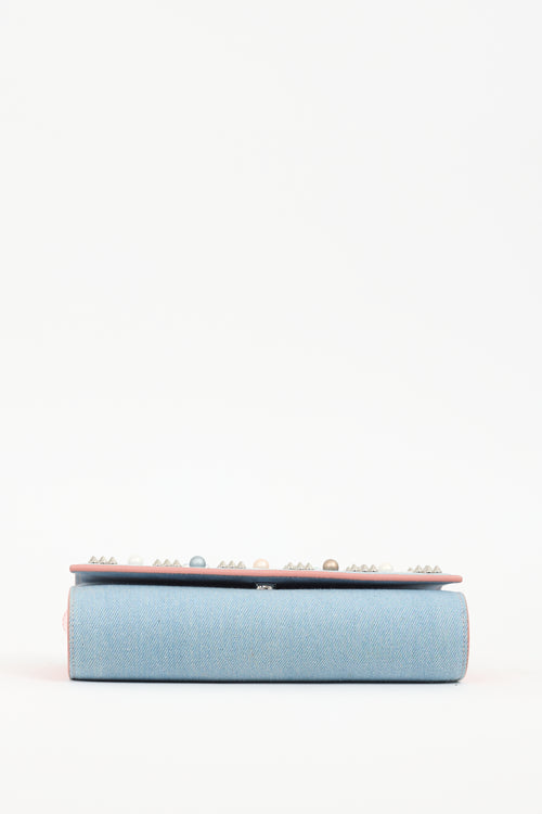 Christian Louboutin Light Wash Denim Paloma Studded Bag