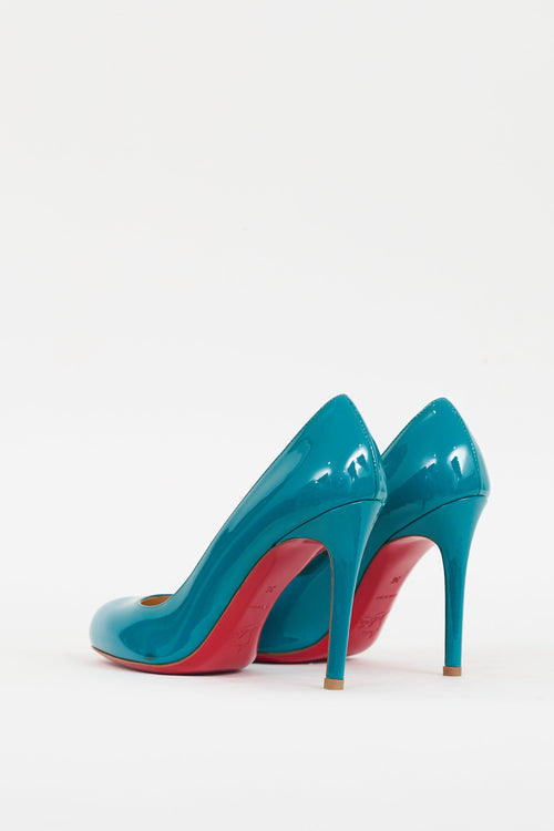 Christian Louboutin Teal Patent Leather Simple Pump