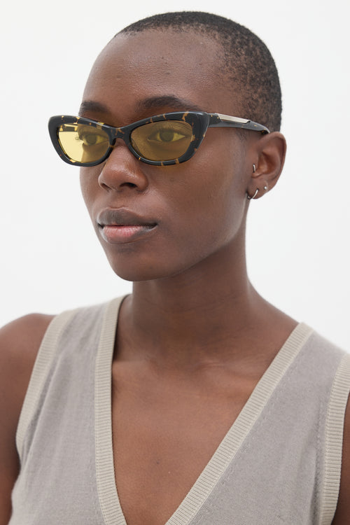 Christopher Esber Yellow 
Brown Dillon Tapered Sunglasses