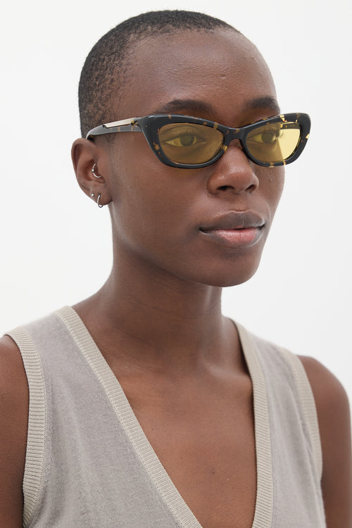 Christopher Esber Yellow 
Brown Dillon Tapered Sunglasses