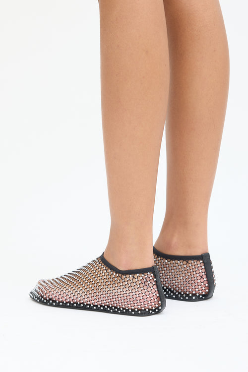 Christopher Esber Black Mesh Rhinestone Flat