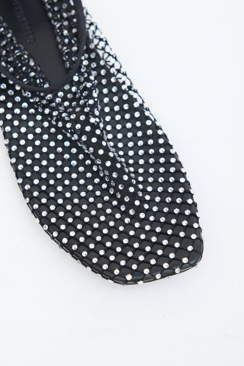 Christopher Esber Black Mesh Rhinestone Flat