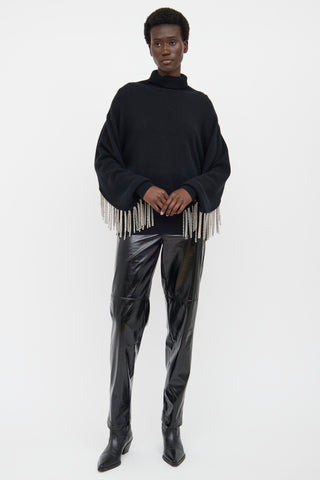 Christopher Kane Black Chain Fringe Knitted Wool Blend Sweater