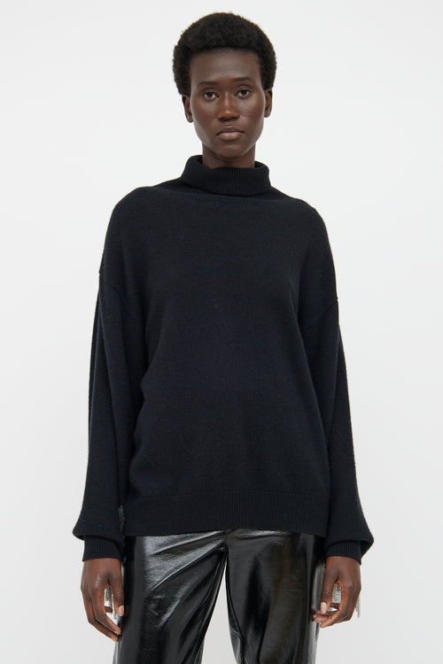 Christopher Kane Black Chain Fringe Knitted Wool Blend Sweater