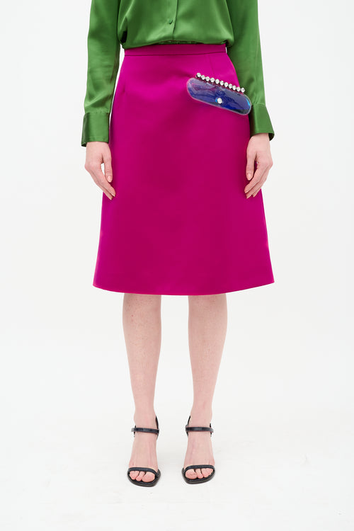 Christopher Kane Fuchsia Crystal Gel A-Line Skirt