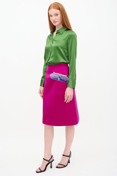 Christopher Kane Fuchsia Crystal Gel A-Line Skirt