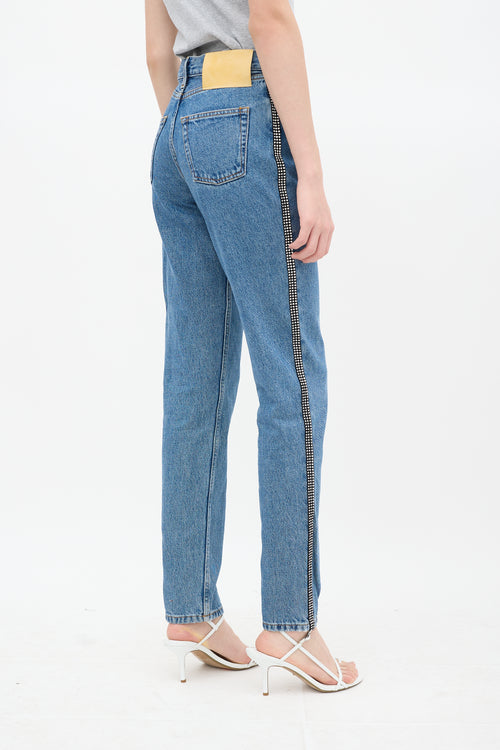 Christopher Kane Medium Wash Rhinestone Skinny Jeans