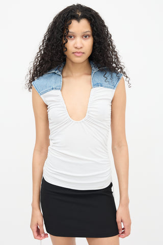 Christopher Esber White Maverick Denim Bodice Shirt