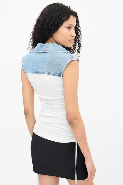 Christopher Esber White Maverick Denim Bodice Shirt