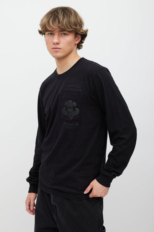 Chrome Hearts Black Printed One Pocket Long Sleeve Top