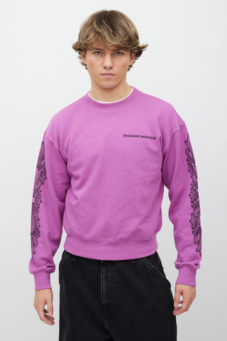 Chrome Hearts Purple 
Black Graphic Printed Crewneck Sweater