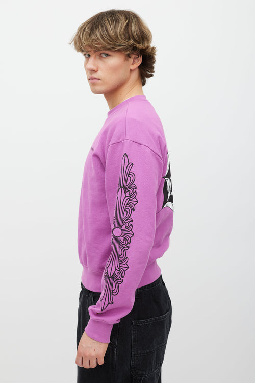 Chrome Hearts Purple 
Black Graphic Printed Crewneck Sweater