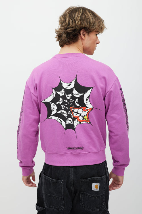 Chrome Hearts Purple 
Black Graphic Printed Crewneck Sweater