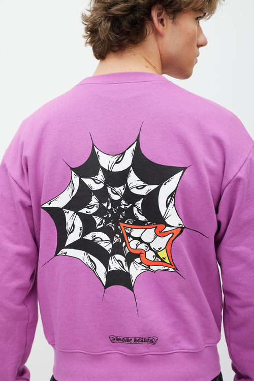 Chrome Hearts Purple 
Black Graphic Printed Crewneck Sweater