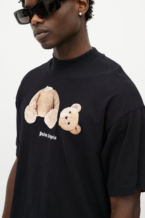 Palm Angels Black 
Multicolour Teddy Logo T-Shirt