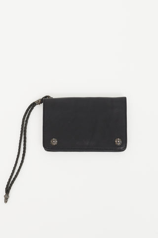 Chrome Hearts Black Leather Wristlet Wallet