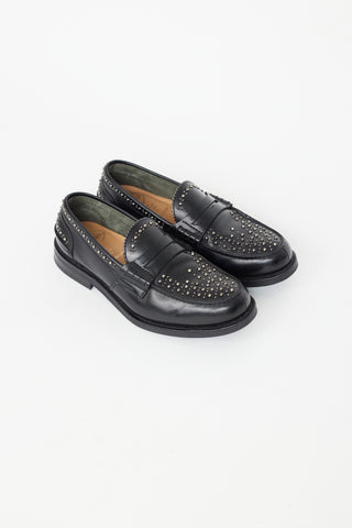 Church
s Black Leather Gunmetal Studded Loafer