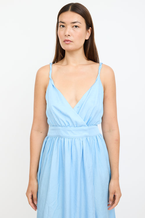 Ciao Lucia Blue Satin Hydra Wrap Dress