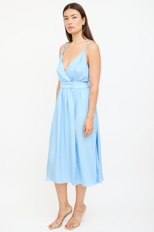 Ciao Lucia Blue Satin Hydra Wrap Dress