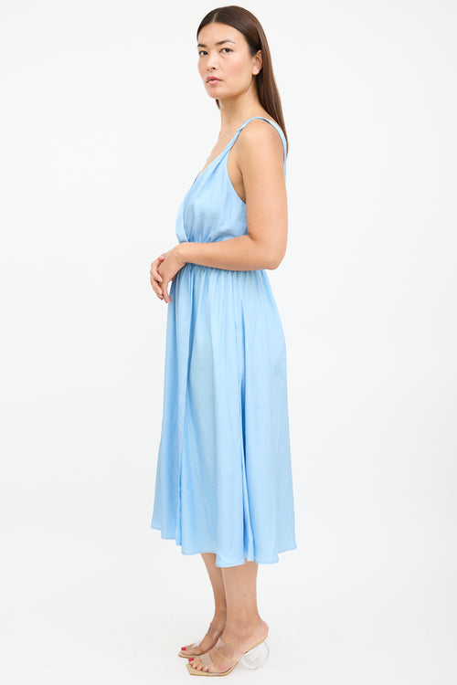 Ciao Lucia Blue Satin Hydra Wrap Dress