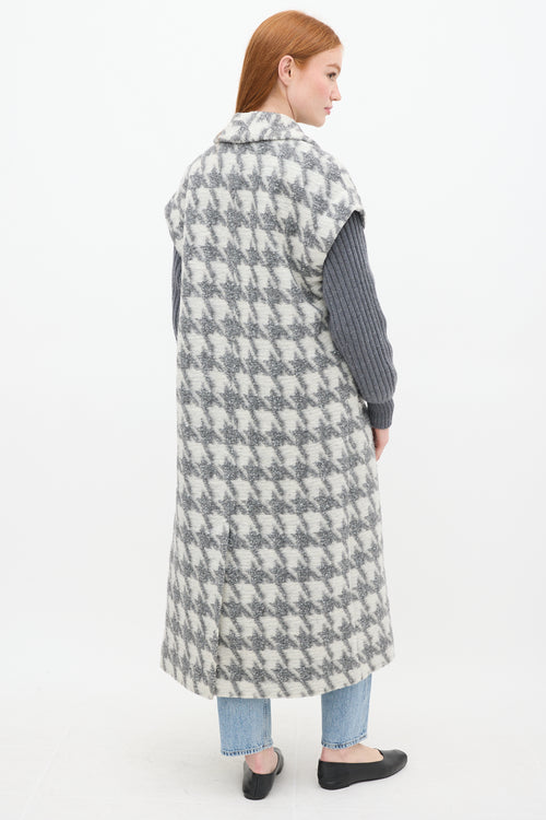 Cinq à Sept Grey 
White Houndstooth Woven Coat