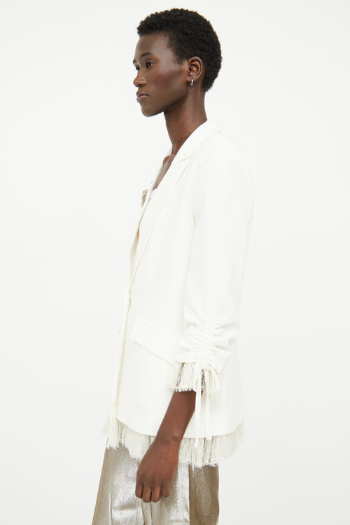 Cinq A Sept White Embellished Lace Blazer