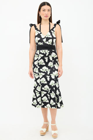 Cinq à Sept Silk Floral Tie Strap Dress