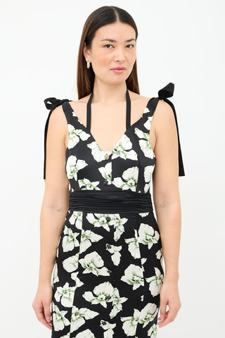 Cinq à Sept Silk Floral Tie Strap Dress