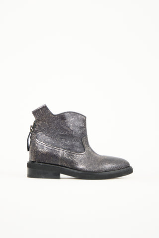 Cinzia Araia Cracked Leather Zip Ankle Boot