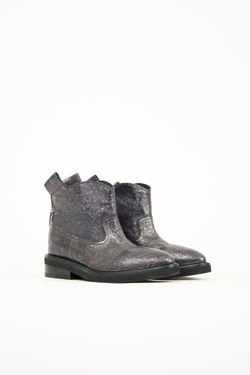 Cinzia Araia Cracked Leather Zip Ankle Boot