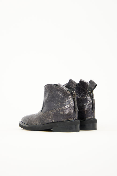 Cinzia Araia Cracked Leather Zip Ankle Boot