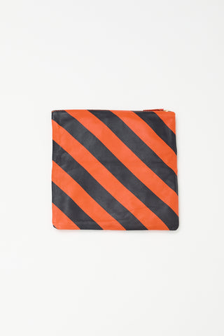 Clare V. Black 
Orange Leather Foldable Zip Pouch