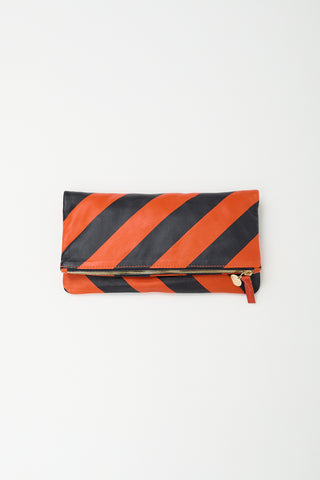 Clare V. Black 
Orange Leather Foldable Zip Pouch