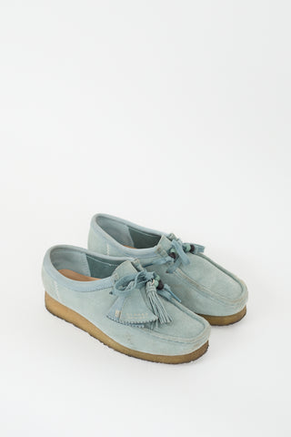 Clark
s Light Blue Suede Wallabee Loafer