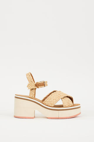 Clergerie Beige 
Multicolour Woven Strap Chrissy Sandal