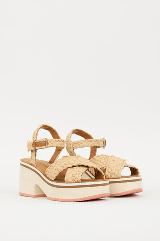 Clergerie Beige 
Multicolour Woven Strap Chrissy Sandal