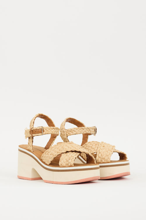 Clergerie Beige 
Multicolour Woven Strap Chrissy Sandal