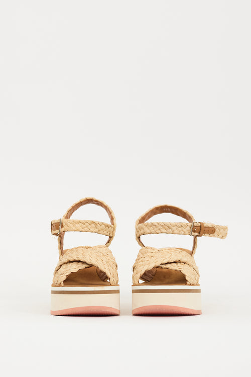 Clergerie Beige 
Multicolour Woven Strap Chrissy Sandal