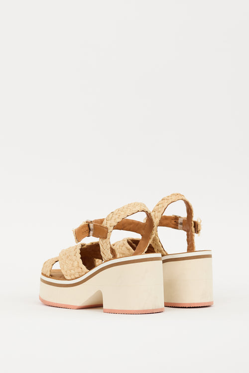 Clergerie Beige 
Multicolour Woven Strap Chrissy Sandal