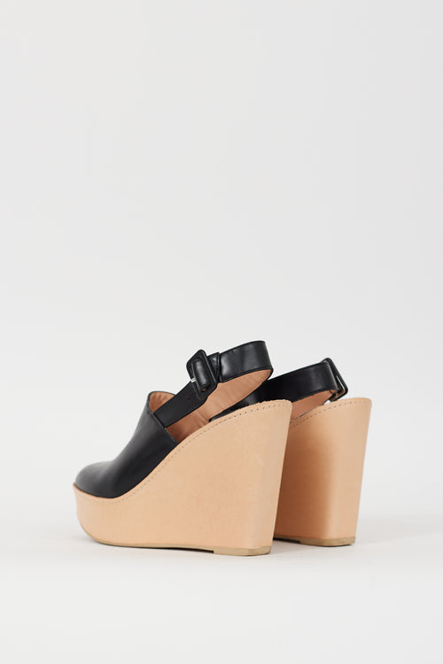 Clergerie Black 
Beige Slingback Platform Mule