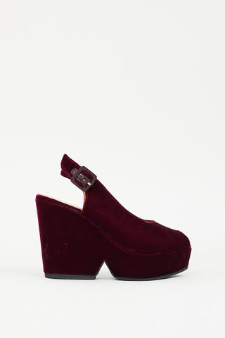 Clergerie Burgundy Velvet Dylan 9 Platform Sandal