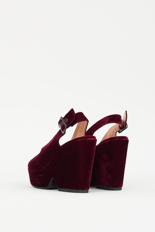 Clergerie Burgundy Velvet Dylan 9 Platform Sandal