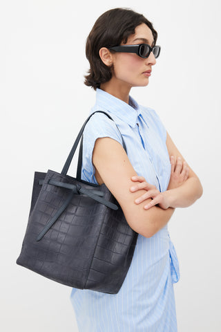 Celine Navy Embossed Leather Phantom Tote Bag