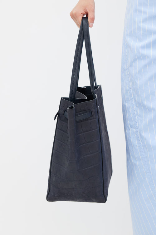 Celine Navy Embossed Leather Phantom Tote Bag